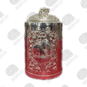 Silver Plated Carved tea leaves and cigarette Container